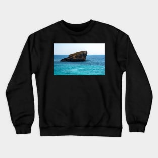 Rock in cyan water of Mediterranean sea Crewneck Sweatshirt